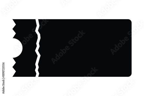 Torn ticket stub, concept for entry, event, concert, raffle, or lottery, symbolizing access, opportunity, and participation, isolated on white background.