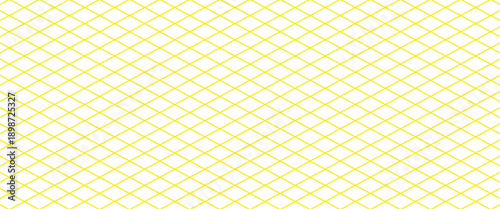 Diagonal cross line grid seamless pattern. Geometric diamond texture. Yellow diagonal line mesh on white background. Repeating parallel straight stripes can be used background.