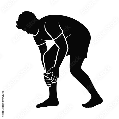 Person in a crouching position with a detailed skeletal structure visible. isolated on white background, Vector, illustration