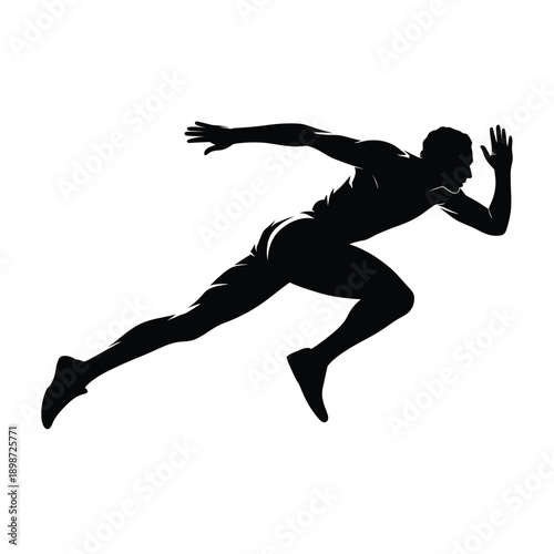 Athlete in motion with dynamic posture and focused determination isolated on white background, Vector, illustration