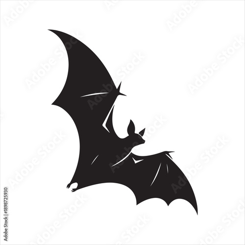 bat flying vector silhouette line art logo idea illustration