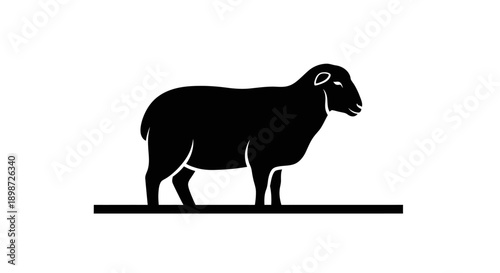 Photos Black silhouette of a sheep standing.