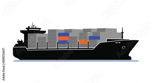 Cargo ship with colorful containers on deck
