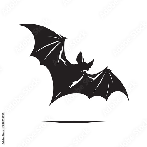 bat flying vector silhouette line art logo idea illustration