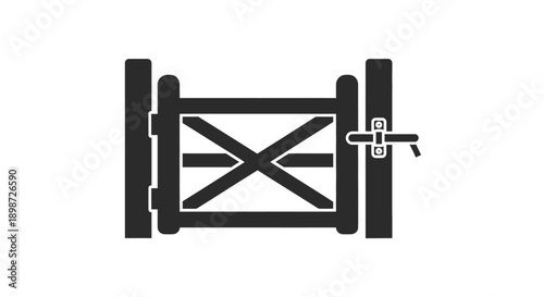 Black Gate with Lock and Hinges.
