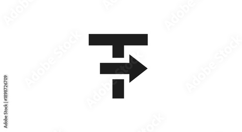 Black T Shaped Arrow Sign Symbol.