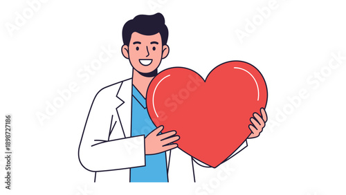 Heartfelt Healing: A caring healthcare professional embraces a symbolic heart, representing compassion, care, and the essence of medical dedication.