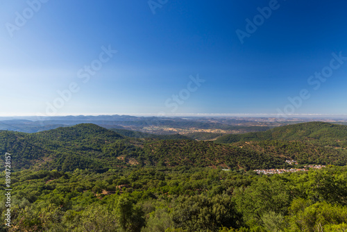 Rolling hills and green forests in Andalucia, Spain