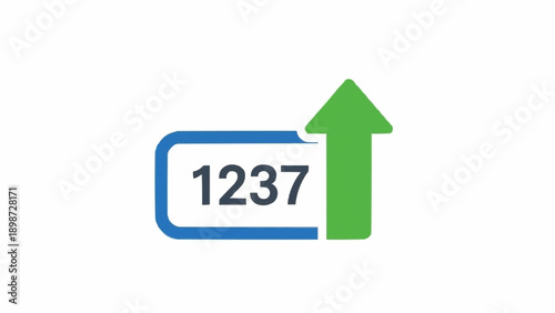 фотографія Green arrow pointing up next to number.