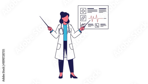 Medical Professional Explaining: A medical professional, wearing a lab coat and stethoscope, explains an important medical information.