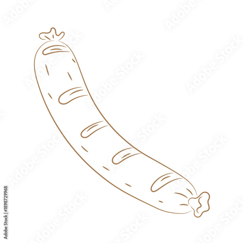 Simple Hand-Drawn Line Art Doodle of Cased Meat Sausage