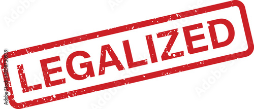 Clear red legalized rubber stamp displaying grunge effect on a crisp white backdrop