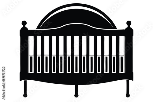 baby crib line art silhouette vector illustration