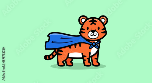 Cartoon tiger superhero illustration