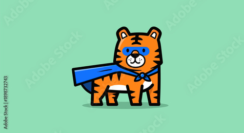 Cartoon tiger superhero illustration