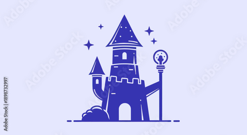 Cartoon tower illustration on light background