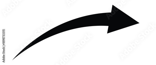 Long black curve arrow. Curve arrow pointing rightward side.