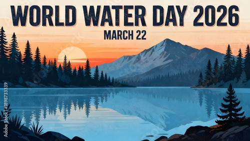 Save Water and Nature Conservation Awareness Poster World Water Day 2026