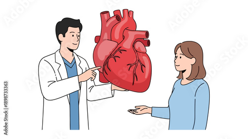 Health Dialogue: A compassionate doctor explains the intricacies of the human heart to an attentive patient, fostering understanding and care.