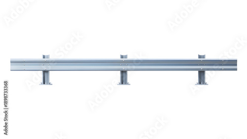 Metal guardrail with posts and railings for highway safety