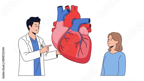Doctor Explaining Heart Health: A healthcare provider explains the intricacies of the human heart to a patient, fostering understanding and proactive health management. 