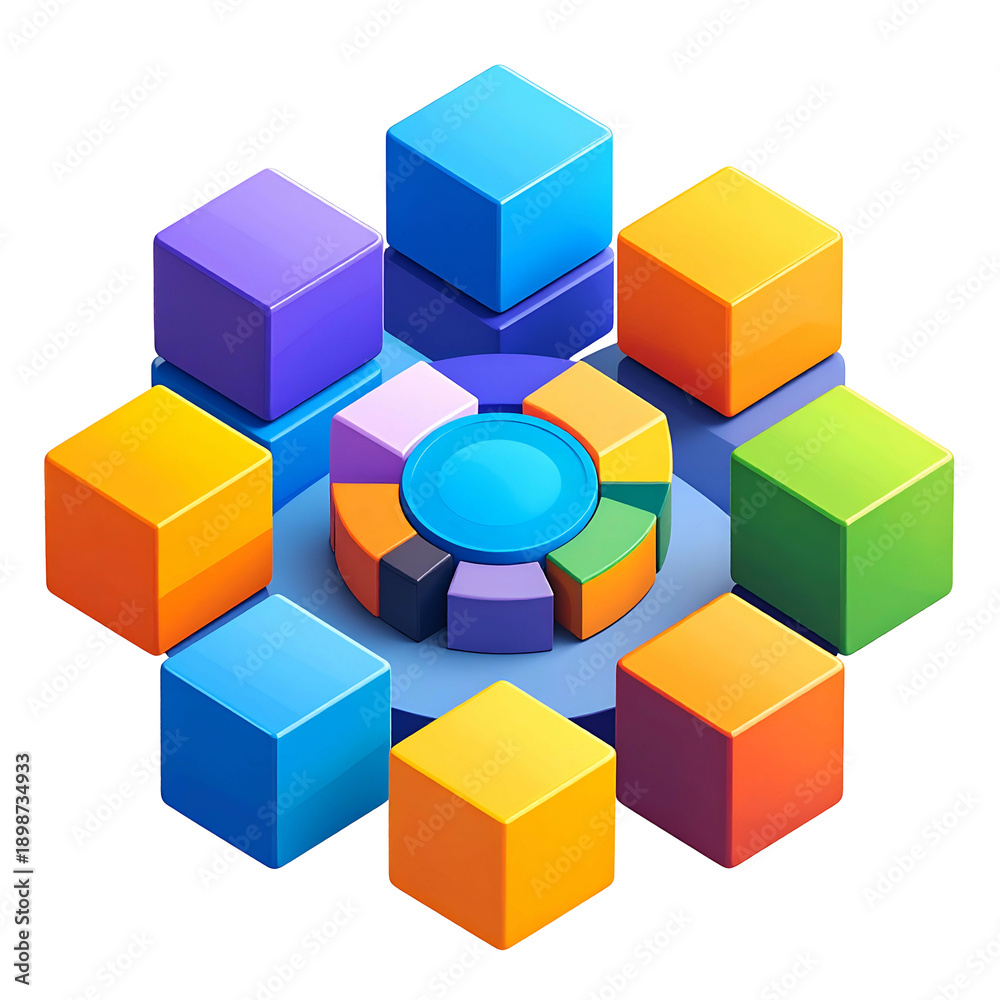 Obraz premium Abstract colorful cubes transparent background