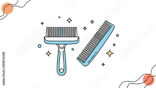Two different styles of blue hair combs including a wide-tooth detangling brush and a fine-tooth comb for personal grooming and styling.