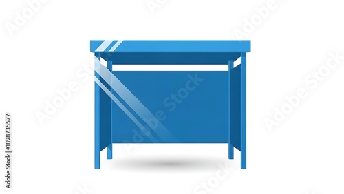 Modern blue desk with sleek design and minimalist style