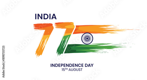 Patriotic graphic design for India's 77th Independence Day featuring the national flag colors and the Ashok Chakra symbol.