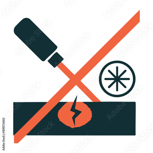 No laser pointer use on damaged surface vector illustration