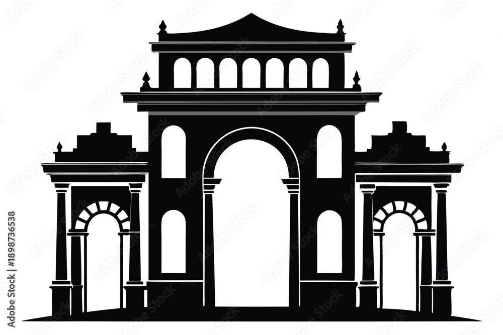 Fototapeta premium ancient archway line art silhouette vector illustration