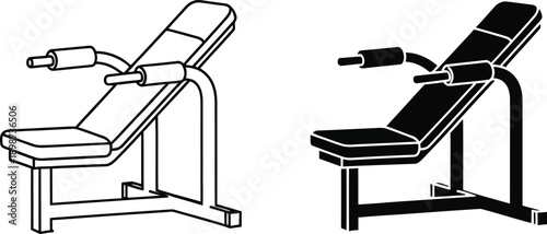Adjustable weight bench with arm curl attachment simple vector illustration for fitness and gym concepts isolated on white