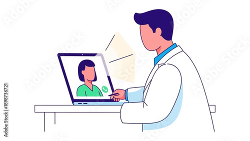 Telemedicine Consultation: A physician provides remote healthcare, offering a convenient virtual consultation to a patient via video call.