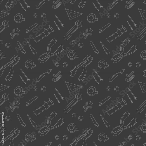 construction pattern. construction tool seamless pattern. doodle construction seamless pattern. construction tool background