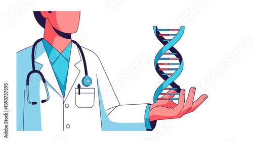 Decoding Life: A medical professional delicately presents the intricate beauty of a DNA strand, illustrating the marvels of genetics and healthcare.