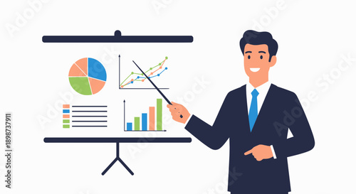Business Analytics Presentation Illustration – Data Analysis Marketing Strategy Concept