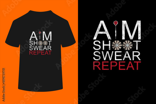 Aim Shoot Swear Repeat Darts T-Shirt Retro Vintage Gift T-Shirt
