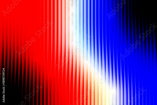Vibrant abstract sound wave pattern with red, blue, and white hues