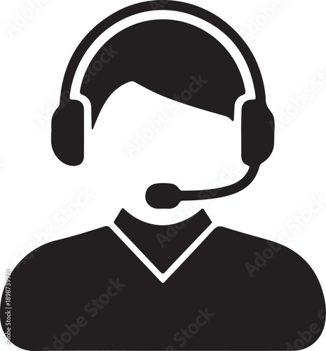 Male customer service representative wearing a headset. Vector