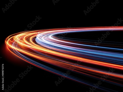 curved light trails overlay isolated on a transparent background 