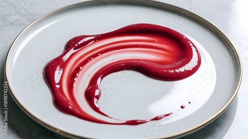 Red berry coulis wave top view – Perfect for culinary arts or menus.