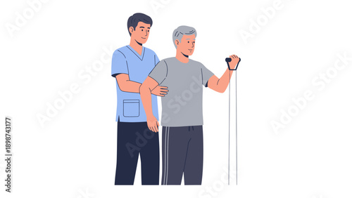 Support and Rehabilitation: A compassionate healthcare provider assists an elderly individual in walking, symbolizing care, support, and the journey toward improved mobility and well-being.
