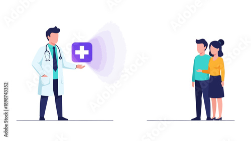 Doctor's Consultation: a medical expert advises patients on their wellbeing. a visual representation of trust, health, and personalized care.