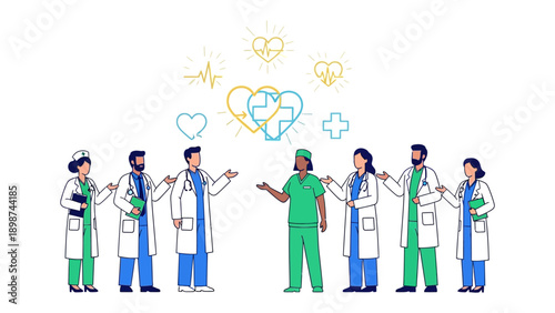 Healthcare Team: A dedicated healthcare team stands united, symbolizing collaborative patient care, expertise, and commitment in medicine.