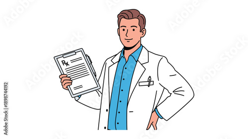 Medical Professional with Prescription: A compassionate and skilled doctor, dressed in a crisp white coat, confidently holds a prescription, embodying expertise and care. 