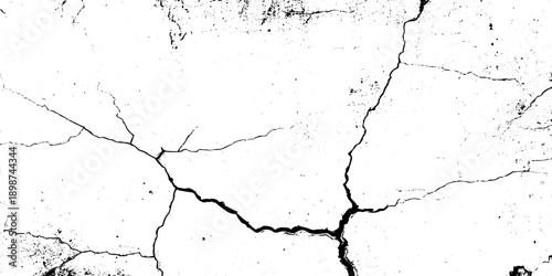 White and black rough, scratch, splatter grunge pattern design brush strokes. ground cracks, breaks on land surface from earthquake. white plaster cracked old wall vintage design.