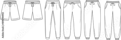 Of five different styles of white sweatpants shorts black and white fashion