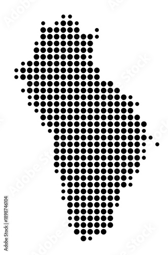 Symbol Map of the Landkreis Neu-Ulm (Bayern, Germany) showing the county with a pattern of just a few black dots