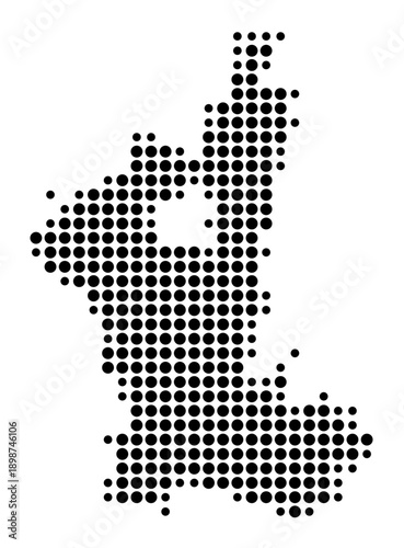 Symbol Map of the Landkreis Ostallgaeu (Bayern, Germany) showing the county with a pattern of just a few black dots