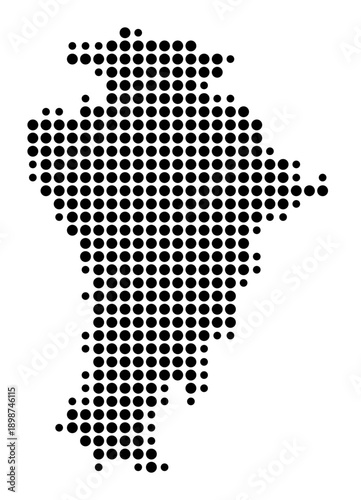 Symbol Map of the Landkreis Aichach-Friedberg (Bayern, Germany) showing the county with a pattern of just a few black dots
